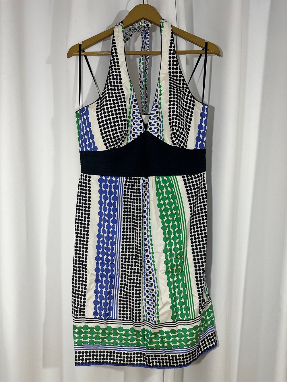 Laundry by Shelli Segal Silk Cotton Halter Mini Dress Size 10 Geometric Print